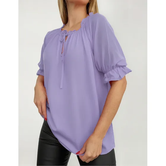 Camisola Mujer Blusa Liviana Cuello Fruncido Primavera Veran