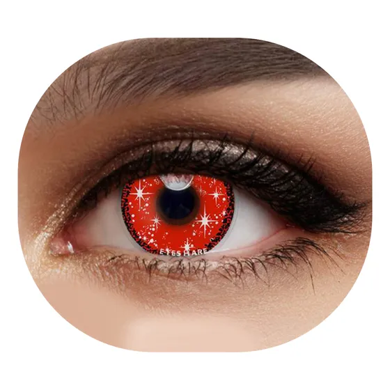 Pupilentes Rojos Con Estrellas Cosplay Moda