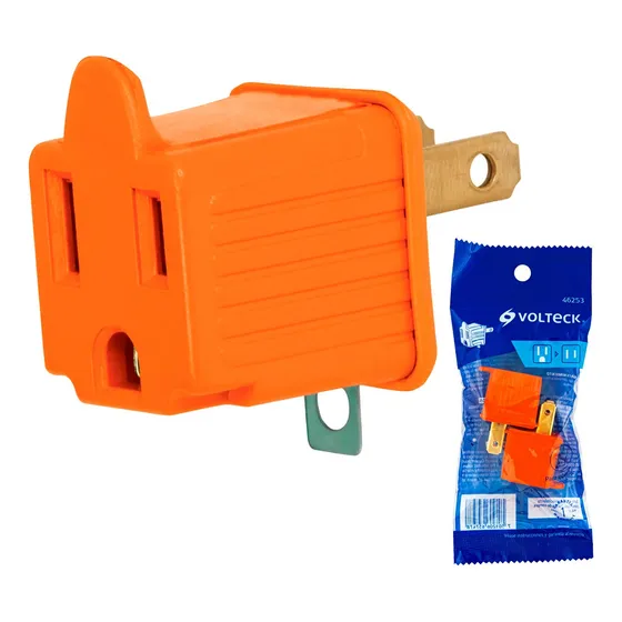 2pz Clavija Convertidora A Tierra Naranja 46253 Voltech
