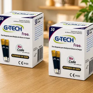 Tiras Reagentes G-tech Free P/ Medição De Glicose C/ 100un. Branco