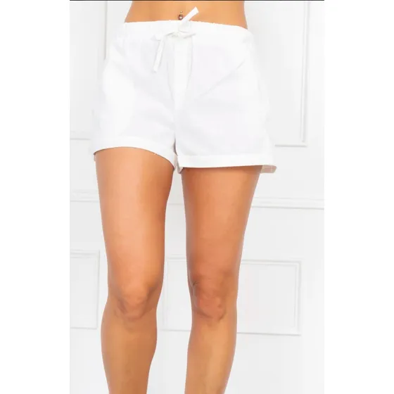 Short Upminorista De Lino Con Elastico Mujer