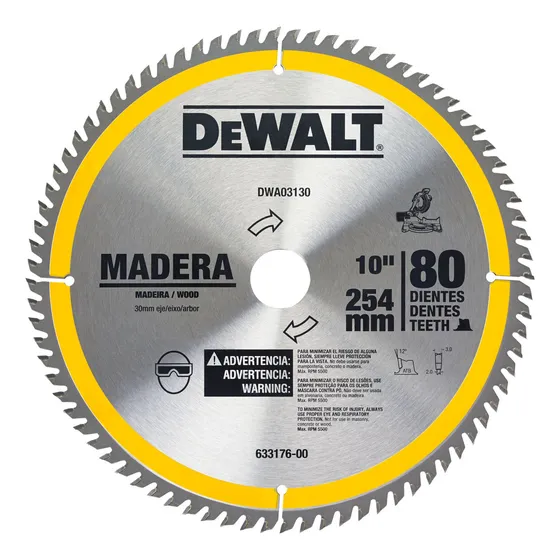 Disco Sierra para madera 10 Plg-80 Dientes Dwa03130 Dewalt