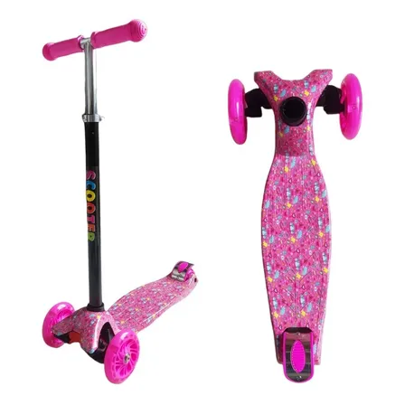 Patineta Scooter 3 Ruedas Con Luces, Manubrio Ajustable