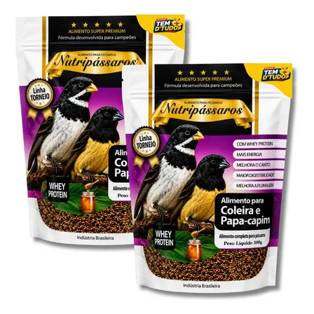 Kit 2 Ração Coleira E Papa-capim Nutripassaros Torneio 500g