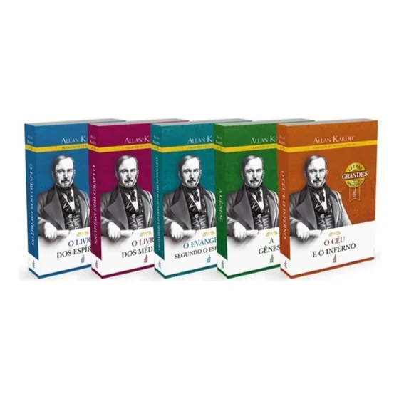 Kit / Coleção Com 5 Livros Codificação Espirita De Allan Kardec - O Livro Dos Espiritos -  O Evangelho Segundo O Espiritismo - A Gênese - O Céu E O Inferno - O Livro Dos Médiuns (letras Grandes)