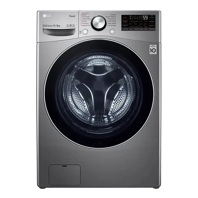 Lavasecarropas automático LG inverter hasta 15kg 220V color stone silver