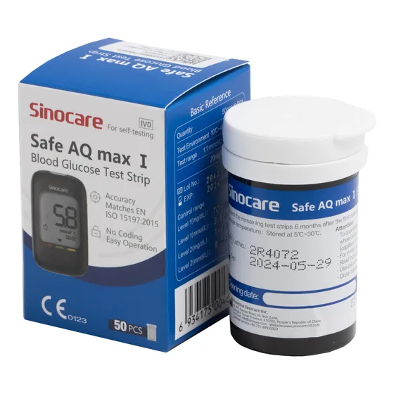 50 Tiras Reactivas + 50 Lancetas Glucómetro Safe Aq Max I