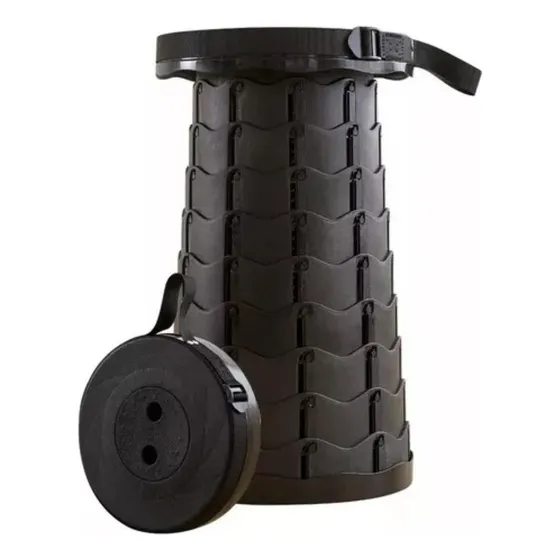 Asiento Piso Plegable Retráctil Portátil Camping Asiento Color Negro