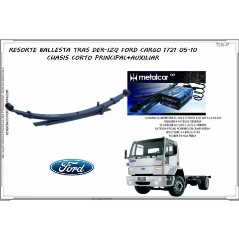 Resorte Ballesta Trasero Ford Cargo 1721 Chasis Largo