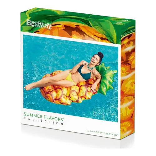 Colchoneta Flotador Inflable Ananá Bestway 174x96 Cm Color Naranja Con Verde