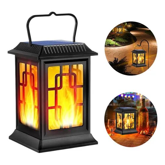Lampara Farol Solar Sensor Decorativa Exterior Luz Calida 