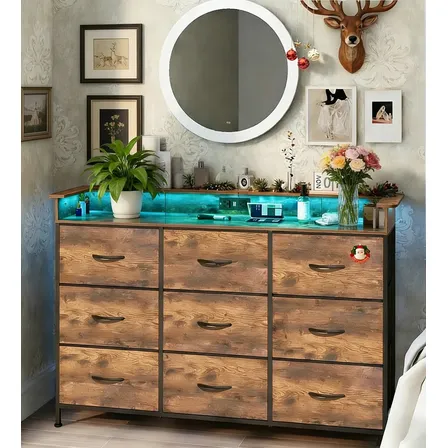Furrific® Armario Closet Con 9 Cajones Y Led Y Casquillo