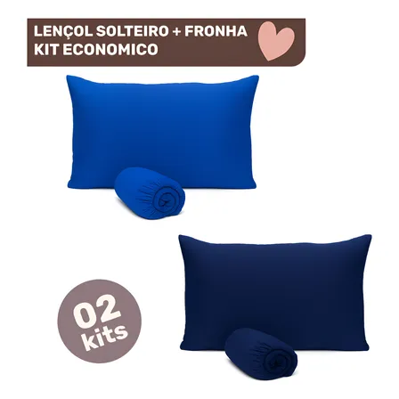 Kit 2 Jogos De Lençol Elástico Solteiro Fronha Roupa De Cama