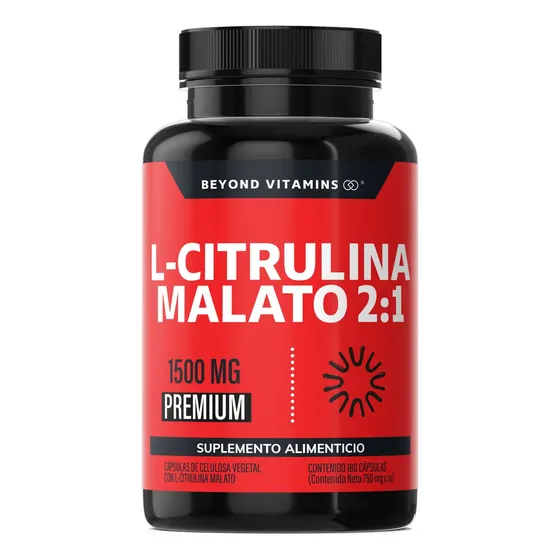 L- Citrulina Malato 2:1 | 1500mg De L - Citrulina Malato Puro Pre Entreno| L - Citrulline Malate |Oxido Nítrico - Tecnología De Cápsulas Veganas Pre Workout - (180 Cápsulas)