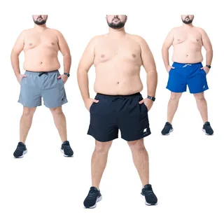Kit 3 Shorts Masculino Bermuda Plus Size Praia Academia Liso Kit 3 Shorts Masculino Bermuda Plus Size Praia Academia Liso