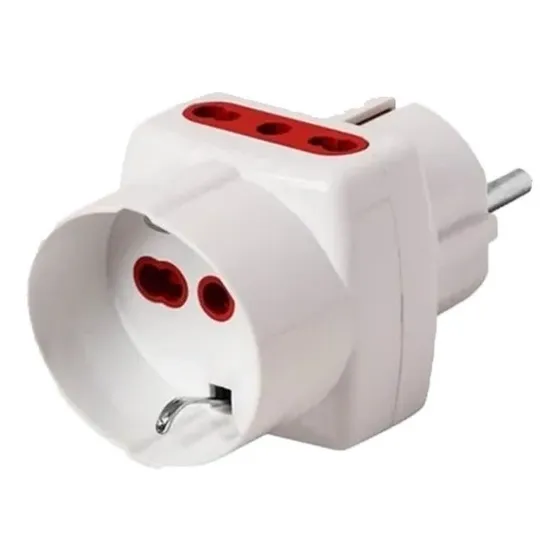 Adaptador Trifásico Schuko A Schuko 2 + 2 Tres En Línea -aym