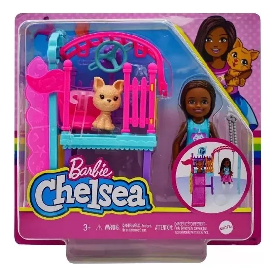 Barbie Chelsea Morena Set De Juegos Columpio Y Resbaladilla 