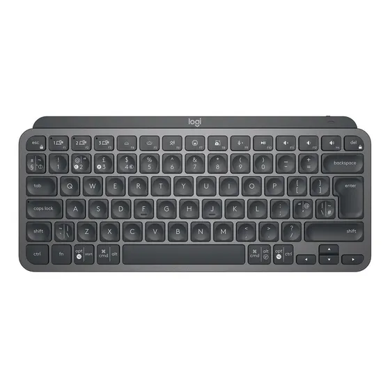Teclado bluetooth Logitech Master Series QWERTY inglês internacional cor grafite com luz branco