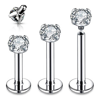 16g Piercing De Titanio Con Top Zirconia Corazón 3pzs 16g Piercing De Titanio Con Top Zirconia Corazón 3pzs