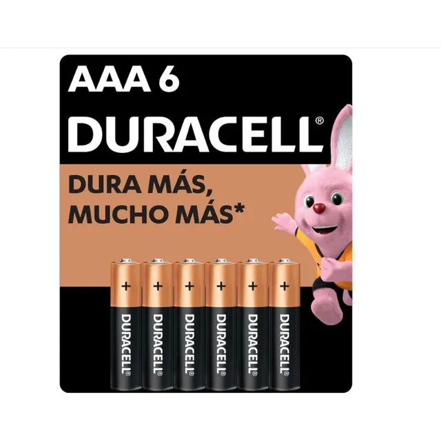 Duracell Pilas Aaa Alcalinas 1.5v, 6 Baterías Larga Duración