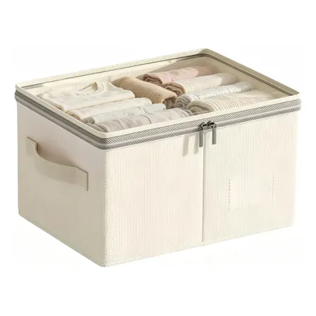 Caixa Organizadora Zíper Guarda Roupa Dobrável G Para Roupas Branco