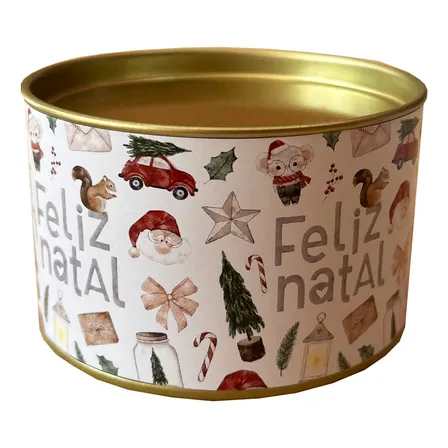 6 Lembrancinha Natal Família Tubo Lata Decoração 7 X 10