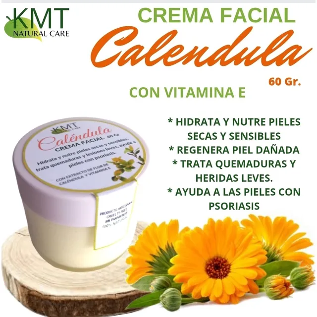 Crema Facial Calendula - 100% Natural - Piel Seca Y Sensible