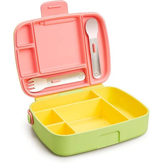 Lancheira Bento Box Munchkin Divisória E Talher Rosa/verde Lancheira Bento Box Munchkin Divisória E Talher Rosa/verde