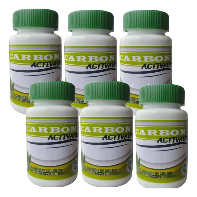 Carbon Vegetal Activado 6 Frascos