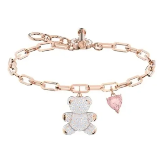 Pulsera Brazalete Swarovski Oso Teddy Recub Gold R Color Blanco Largo 16 Cm