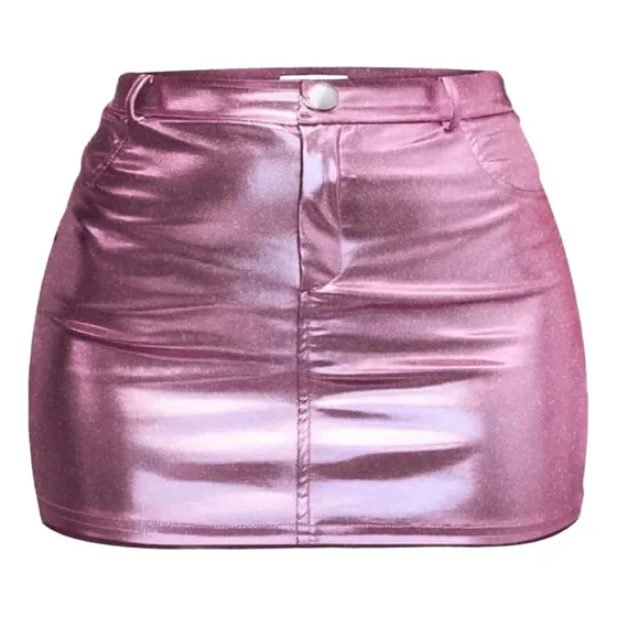 Mini Saia Curtinha Metalizada Feminina Látex C/ Elasticidade