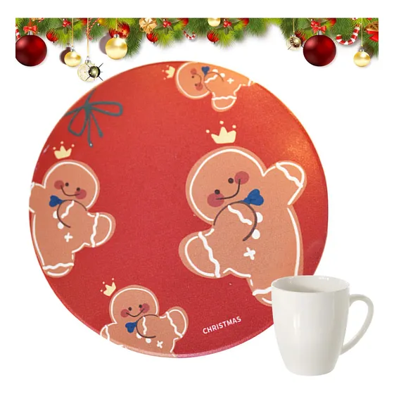 Lindo Mantel Individual Para Tazas De Pan De Jengibre Con Fo