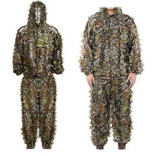 1 Set Ropa De Caza 3d Hoja Abrigo Pantalones Camuflag