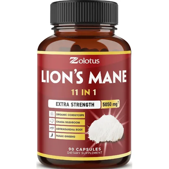 Suplemento Dietario Melena de León Zolotus Lion's Mane Frasco con 90 Cápsulas Sin Sabor