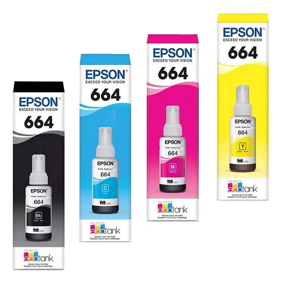 Pack 4 tintas Epson 664 negro cyan amarillo magenta
