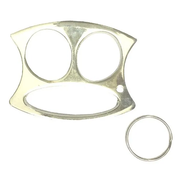 Llavero Boxer Manopla Titanio Rompe Vidrios Auto Defensa Edc Color Plateado Boxer dos dedos