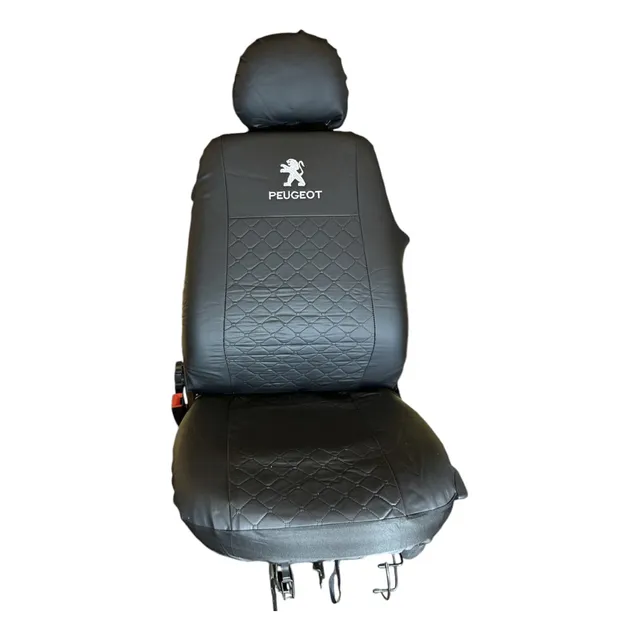 Juego Funda Cubreasientos Auto Eco Cuero Logo Peugeot