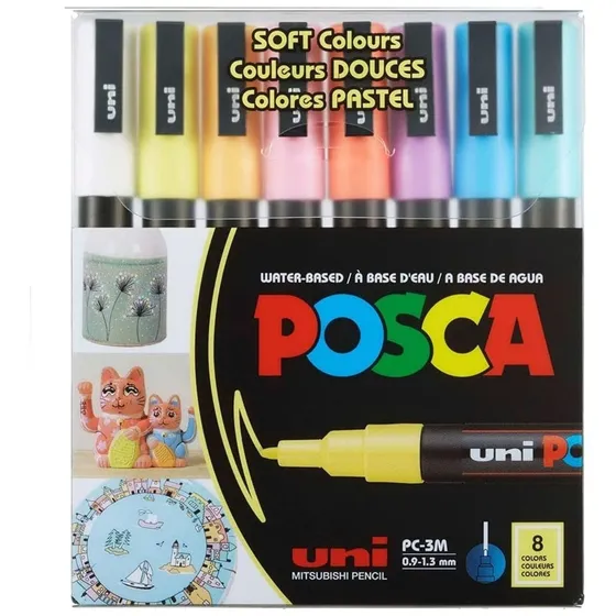Marcador Uni Posca Pastel Pc3m Pack 8 Colores Soft Colors