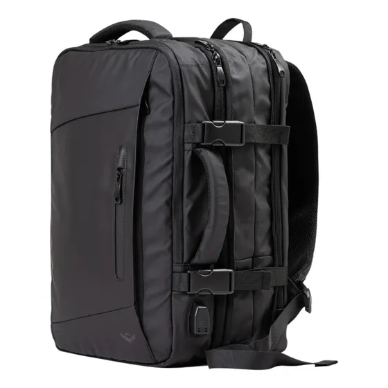 Mochila Maleta Impermeable Antirrobo Expansible 35l Usb Color Negro