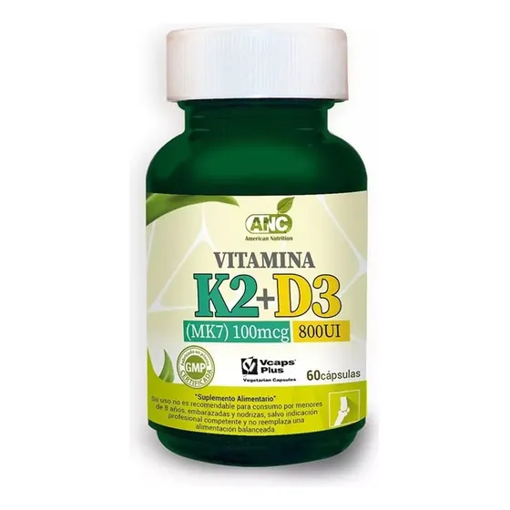 Vitamina K2+d3 (mk7) 100mcg 800 Ui (60 Capsulas) Sabor Sin Sabor