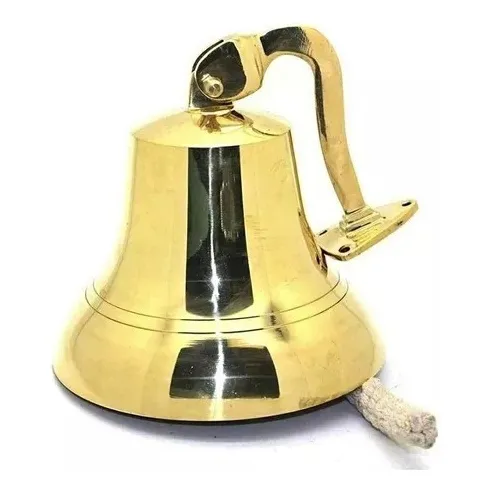 Campana Dorada De Metal Timbre Decoración Casa Oficina Elega