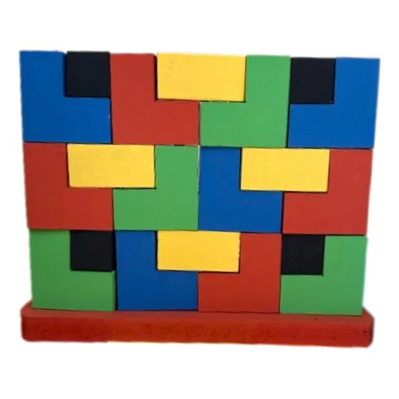 Blocos De Encaixe Vertical Tetris Em Mdf Brinquedo Educativo