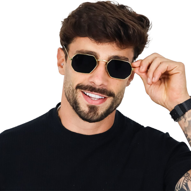 Óculos De Sol Lux Glasses Unissex Octagonal Metal Lançamento Óculos De Sol Lux Glasses Unissex Octagonal Metal Lançamento
