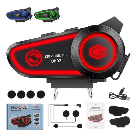 Gearelec  Dk02 Audífonos Para Casco De Motos 2800mah Bluetooth5.2 Impermeables Ipx7
