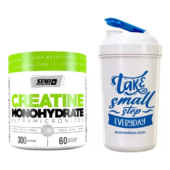 Suplemento Star Nutrition Creatina Monohydrate Pote X300gr + Vaso Ecomodico 600ml