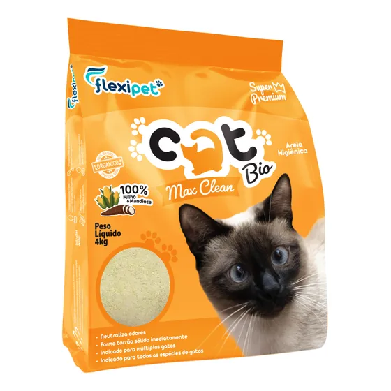Areia Catbio Biodegradável 4 Kg - Max Clean - Grãos Finos