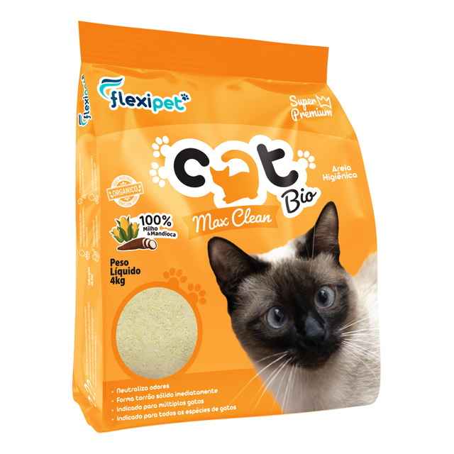 Areia Catbio Biodegradável 16 Kg - Max Clean - Grãos Finos Areia Catbio Biodegradável 16 Kg - Max Clean - Grãos Finos