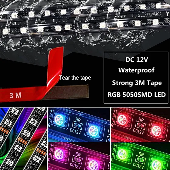 Nbwdy 2 Tira Luz Led Rgb Para Motocicleta Multicolor Efecto