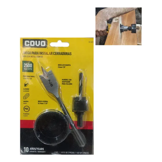 Kit Sierra Corta Círculos Para Instalar Cerradura 54 Mm Covo