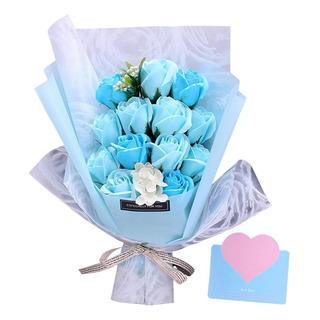 Ramo De Rosas Flor De Jabón Día De San Valentín Boda Azul Ramo De Rosas Flor De Jabón Día De San Valentín Boda Azul